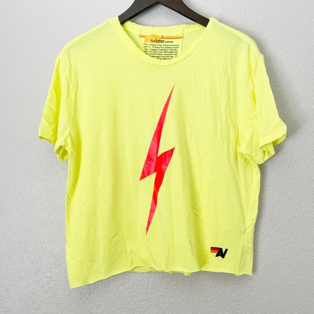 AVIATOR NATION Bolt Fade Boyfriend Tee Large